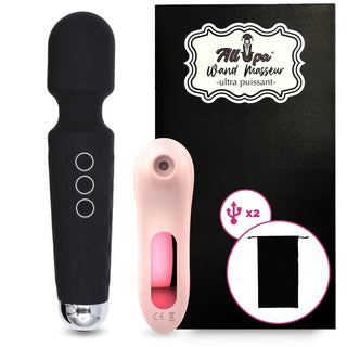 Coffret Bien-Être Intime – Pack Duo Allpa Stimulateur clitoridien + vibromasseur féminin en silicone doux